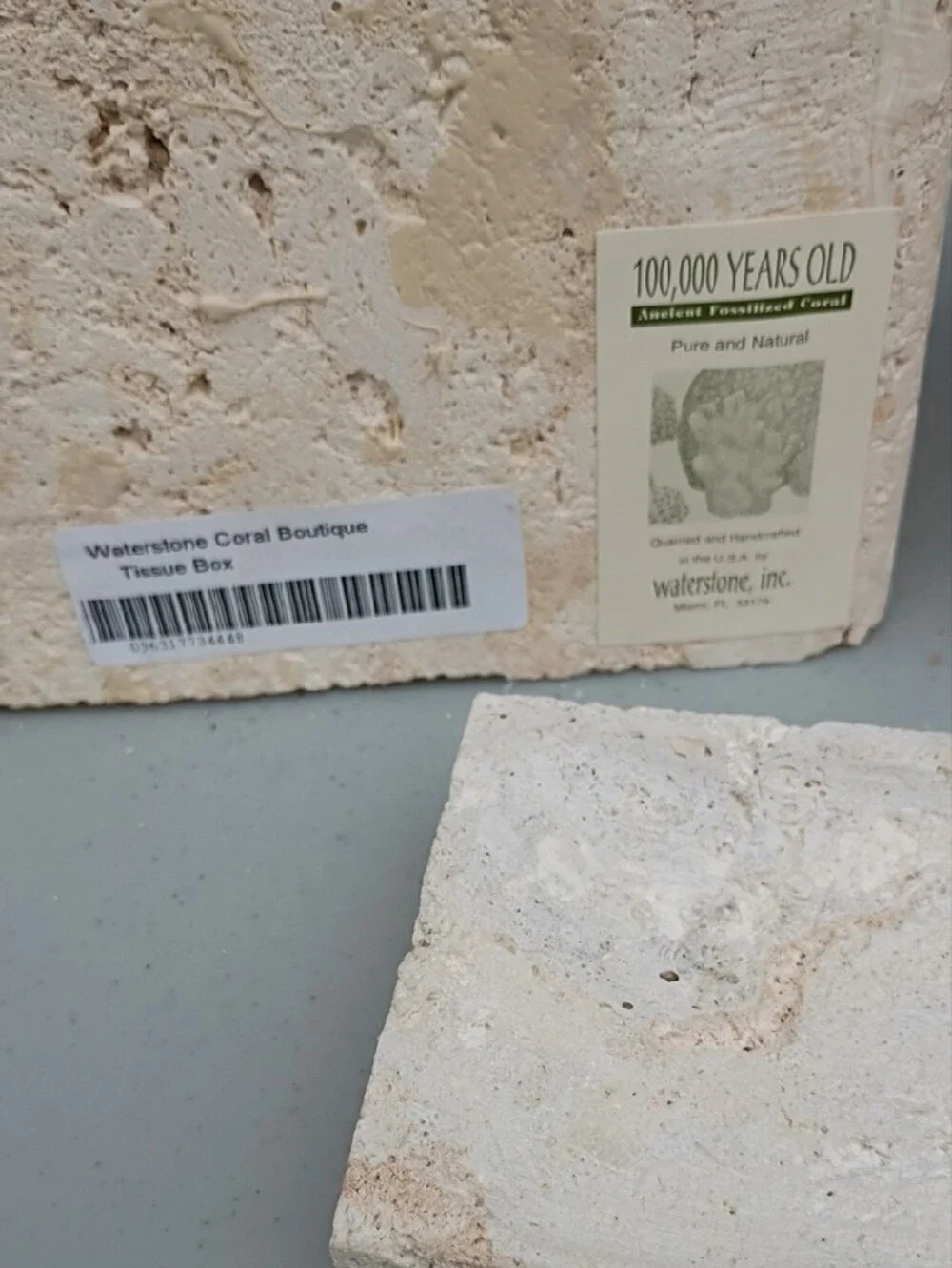 Natural Cream Travertine Bath Accessory Set - Stone Candle Holder & Tray